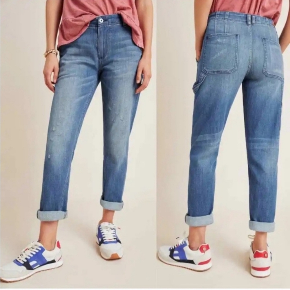 Anthropologie Mid-Blue Straight-Leg Jeans
